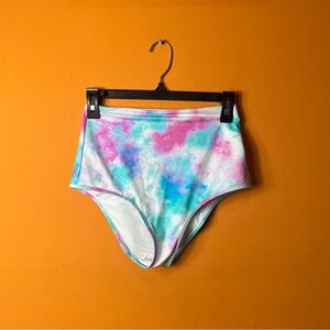 Earth Tie-Dye Bikini Bottoms in Pink, Blue, and White